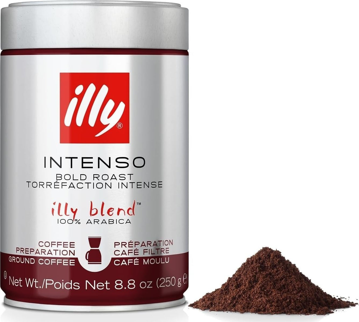Envase illy frontal mostrando marca y diseño, transmite frescura