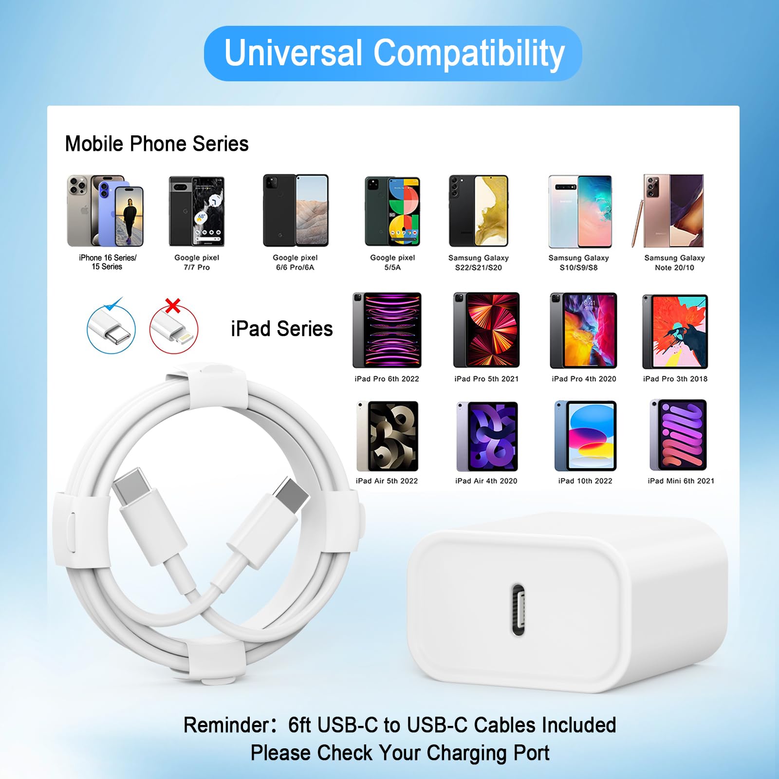 ILOUYU etiqueta de compatibilidad con iPhone y iPad, claridad para elegir dispositivo