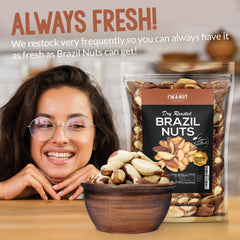 I'm A Nut acercamiento a textura tostada en seco de nueces de Brasil, crujiente y sabrosa