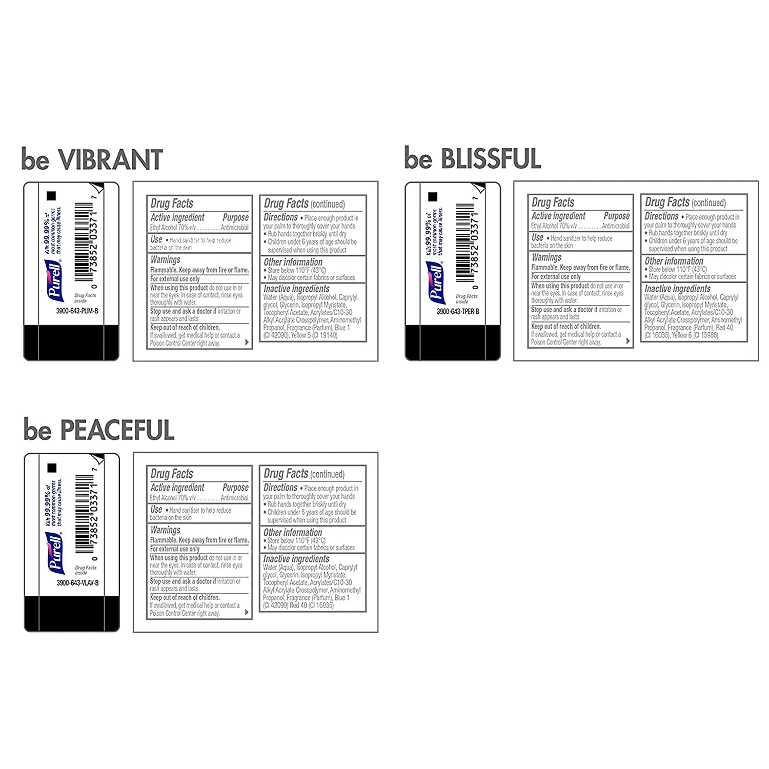 Purell gel desinfectante manos viaje Pack 12 x 1 oz — 3 fragancias, 70% alcohol, fórmula Advanced