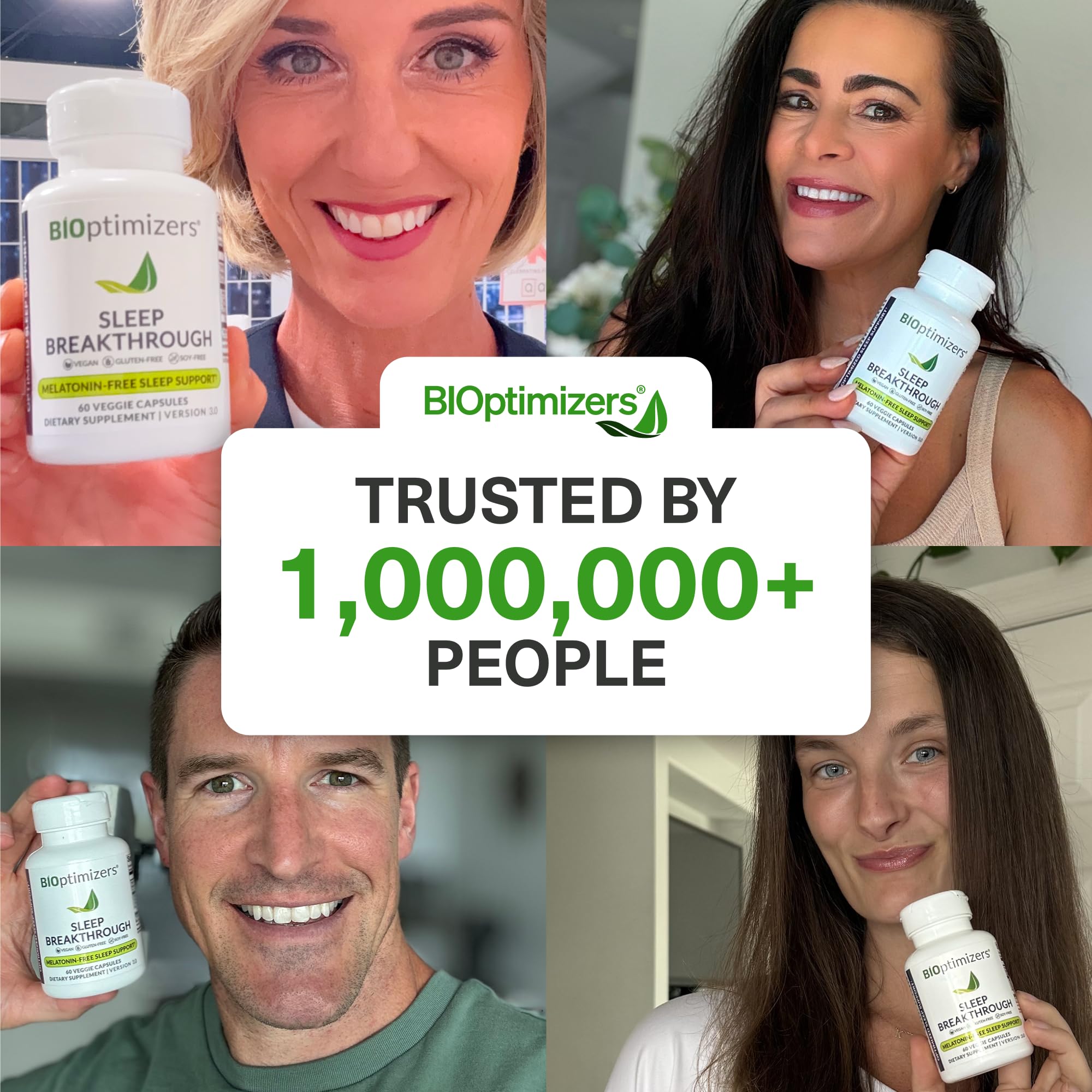 BIOptimizers Sleep Breakthrough cápsulas — suplemento nocturno sin melatonina, 60 cápsulas, magnesio y magnolia para sueño reparad