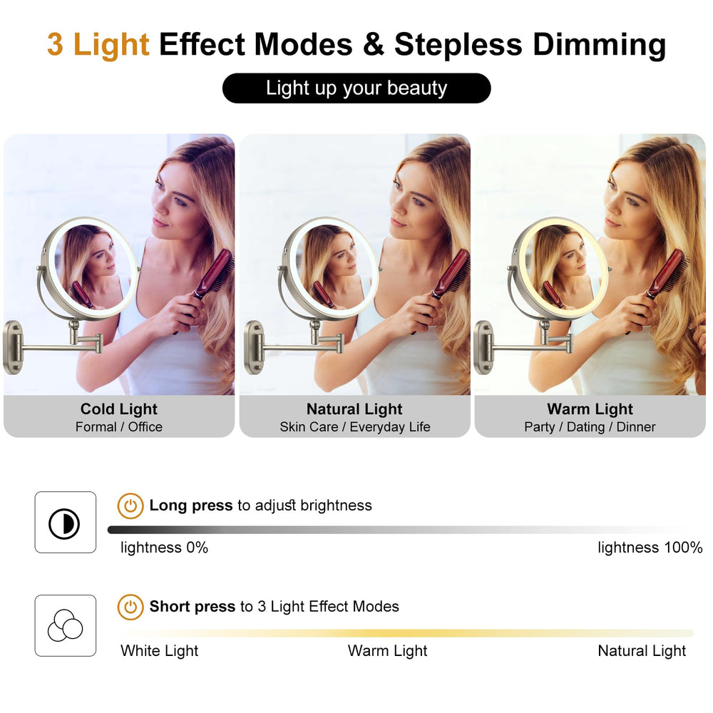 IMIKONA iluminación tres colores, luz ajustable para maquillaje preciso