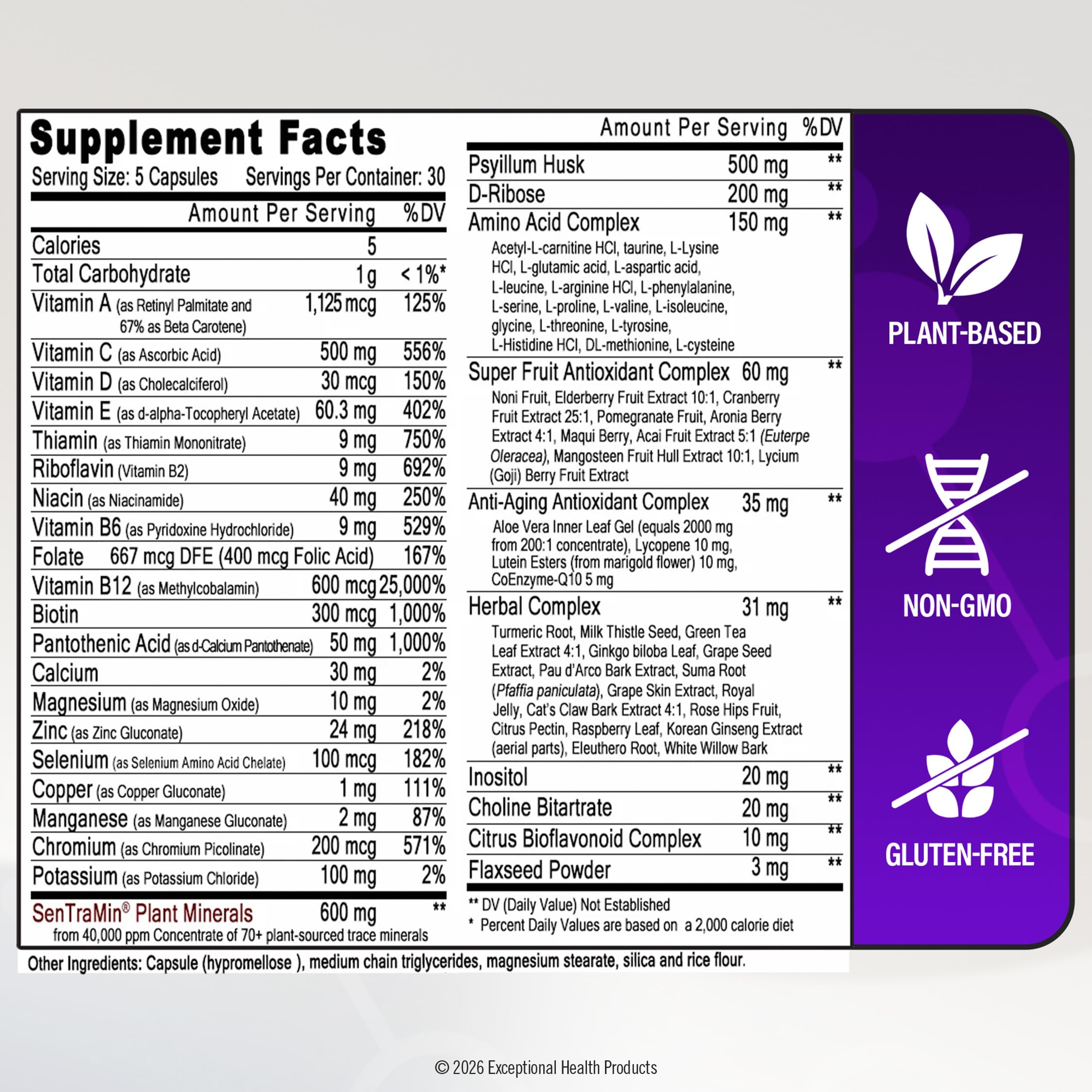 Etiqueta de Immuno 150 con sellos USDA Organic y Non-GMO visibles