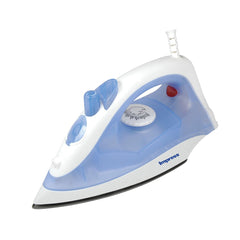 Impress plancha frontal azul mostrando controles y diseño compacto, facilita el planchado