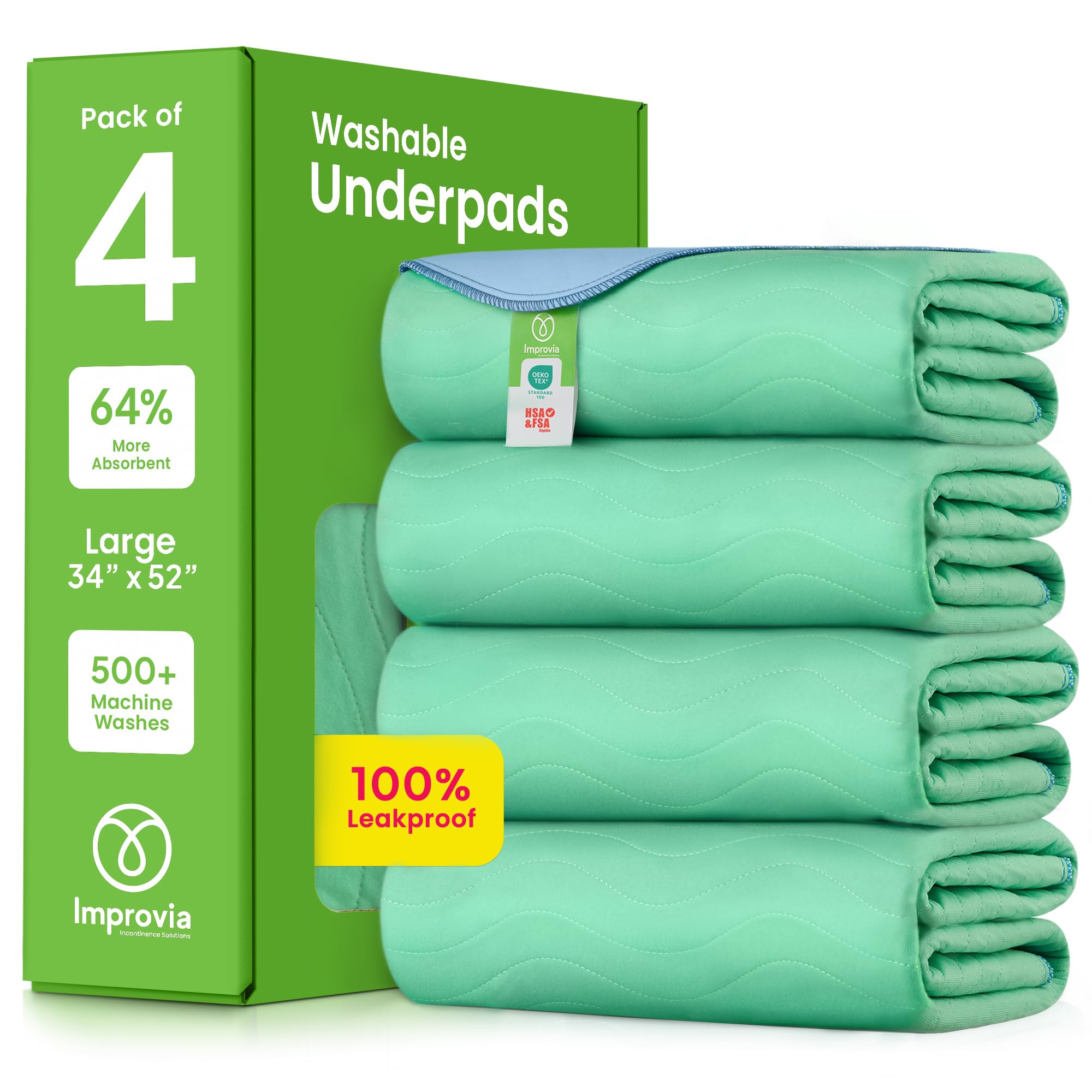 IMPROVIA protector frontal empacado mostrando tamaño y sellos de absorción