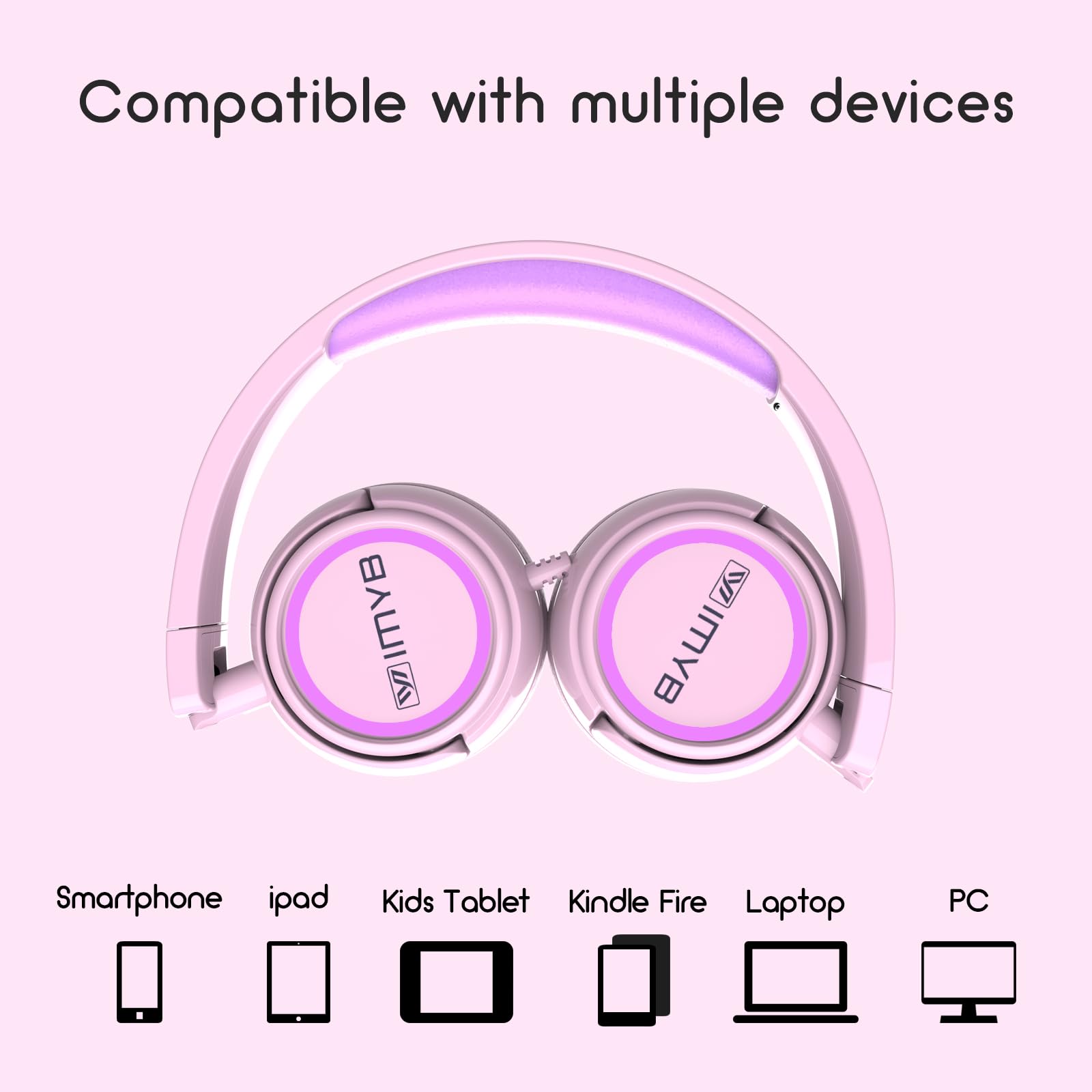 IMYB auriculares en uso con tablet, ideales para clases y entretenimiento infantil