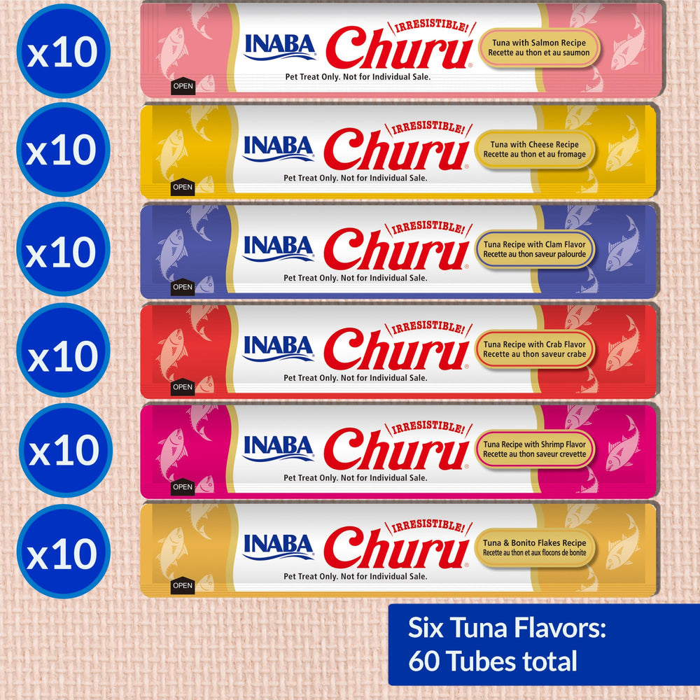 INABA Churu etiqueta de ingredientes destacando atún y taurina