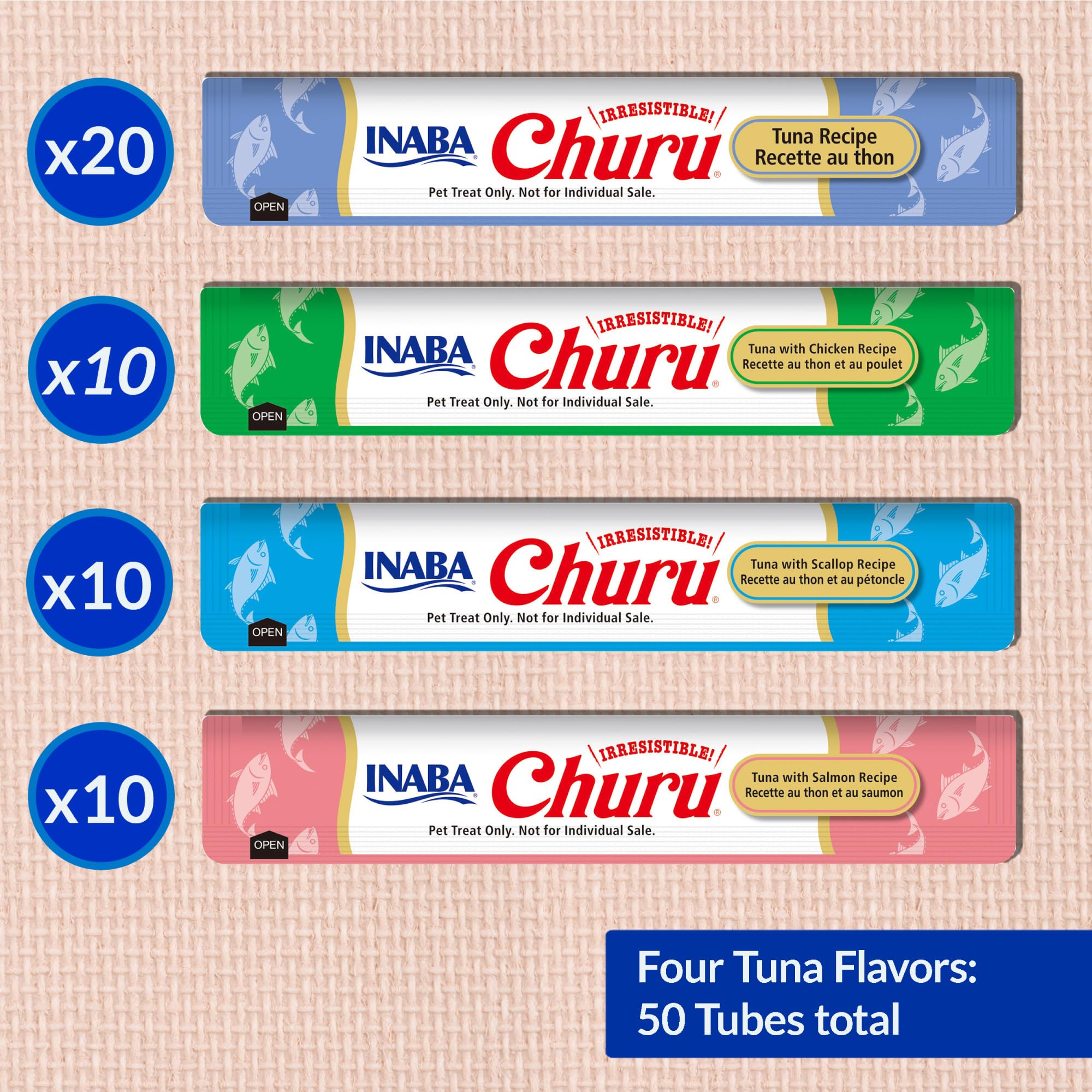 INABA Churu comparación de tamaño con una mano para apreciar porción