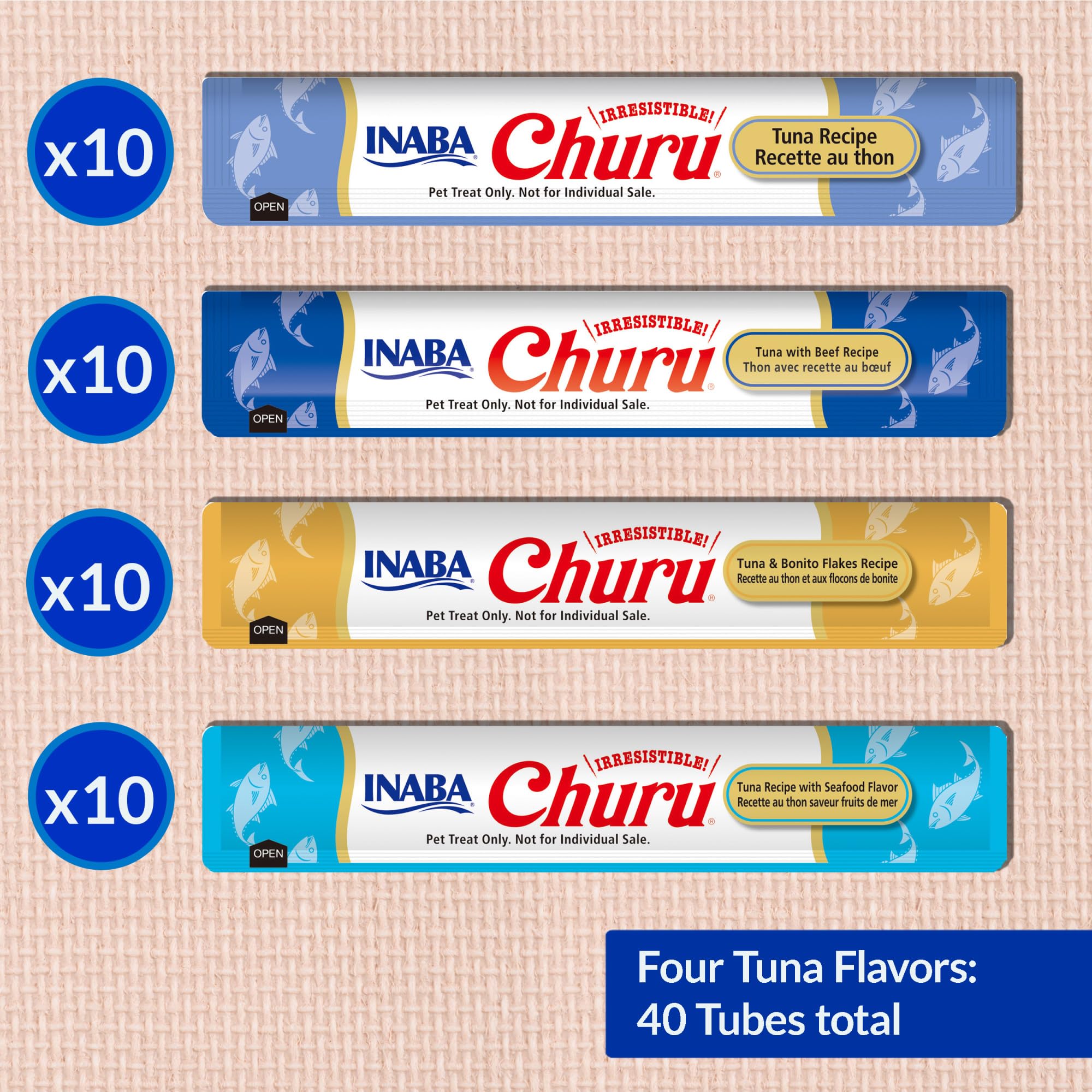 INABA Churu selección de sabores incluidas la variedad de atún