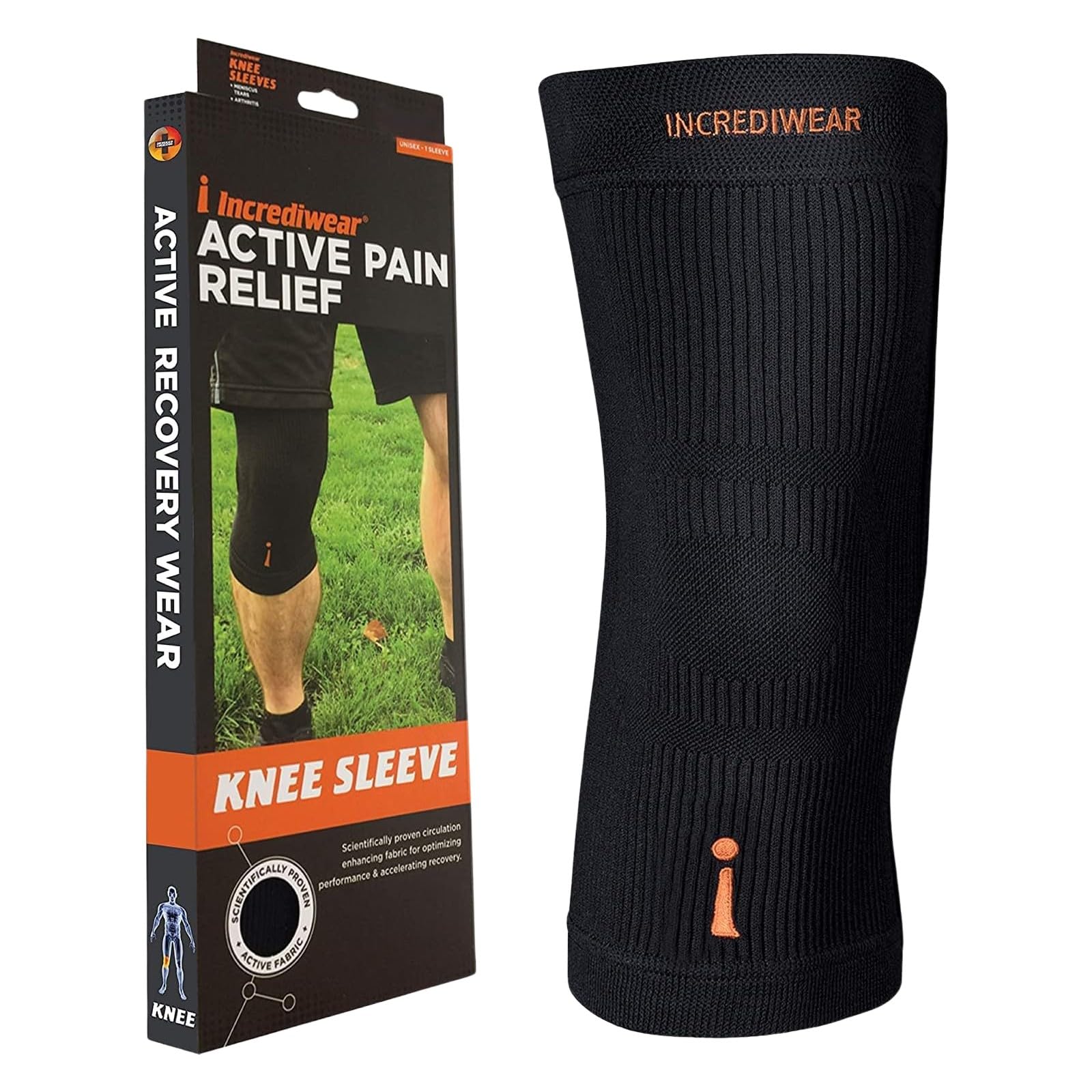 Incrediwear rodilla frente mostrando ajuste y soporte para mayor estabilidad