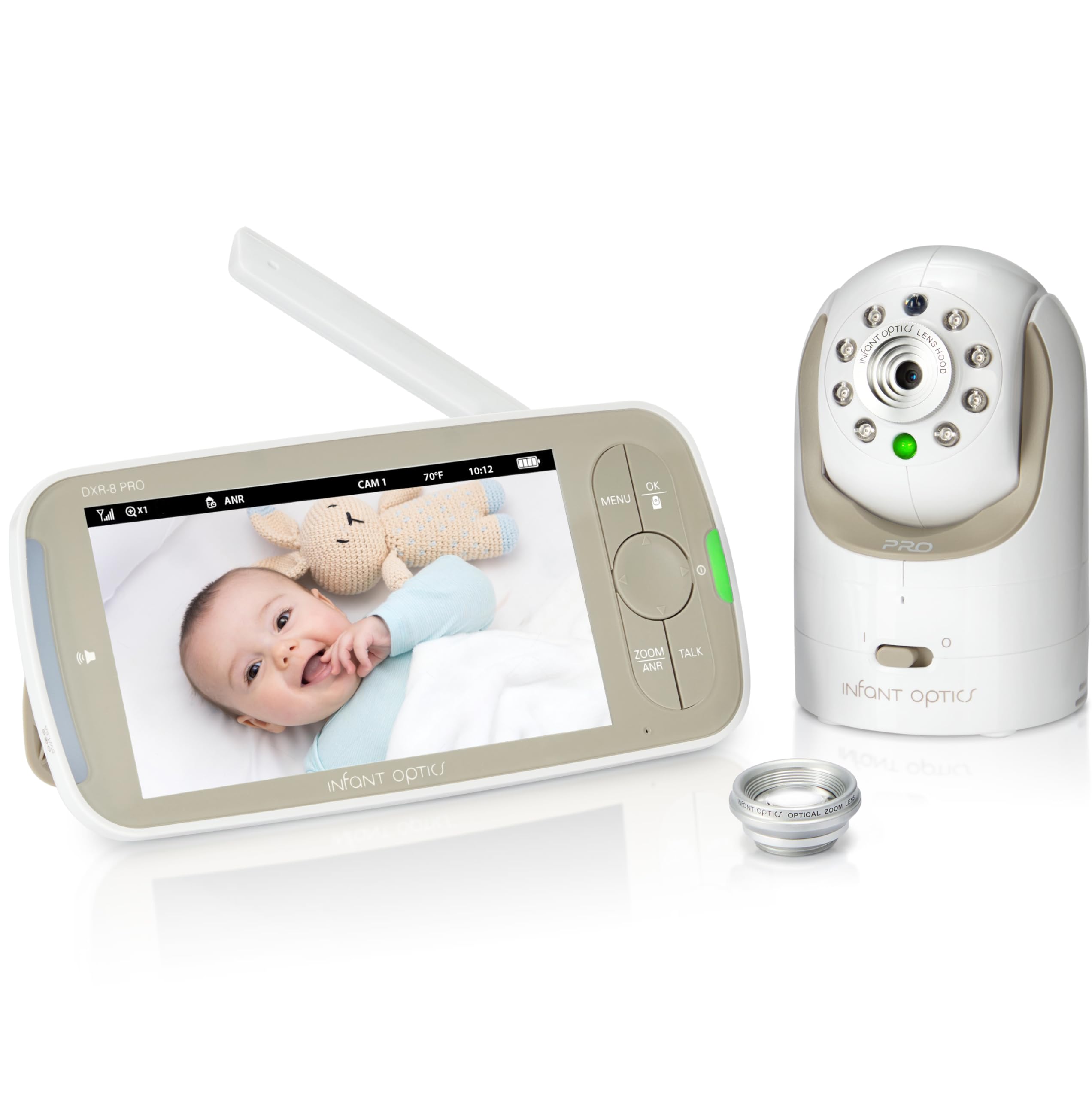 Infant Optics DXR-8 PRO frontal con pantalla 5" clara y control intuitivo