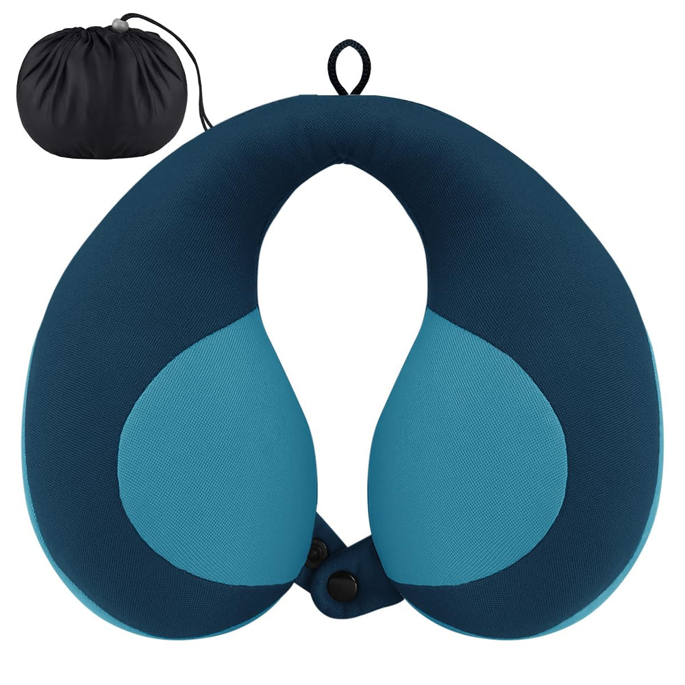 INFANZIA almohada frontal azul mostrando forma ergonómica y confort