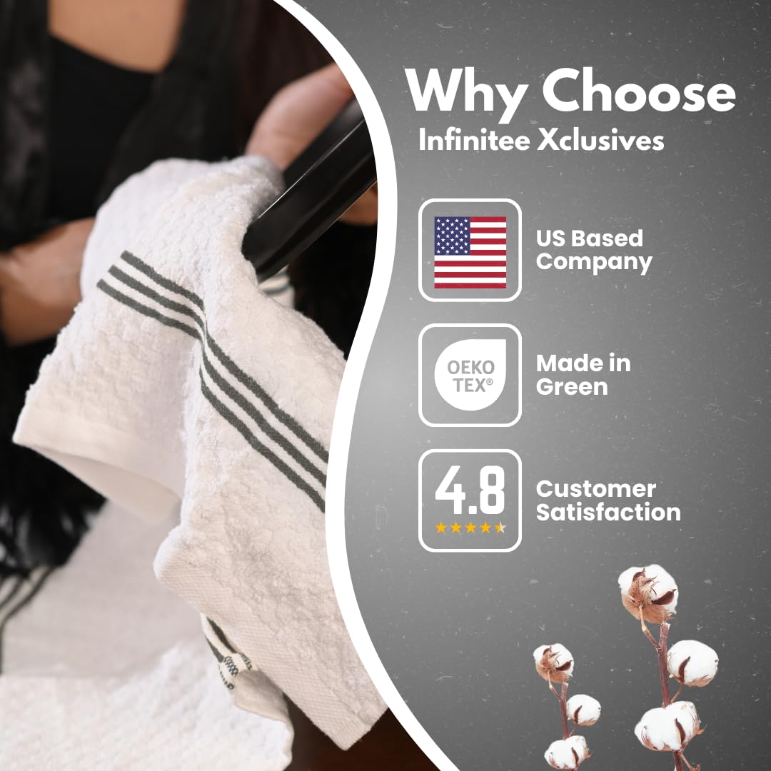 Infinitee Xclusives conjunto de seis toallas desplegadas para visión completa