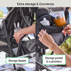 Ingenuity 3D Mini canopy con visera desplegada, protección solar ajustable