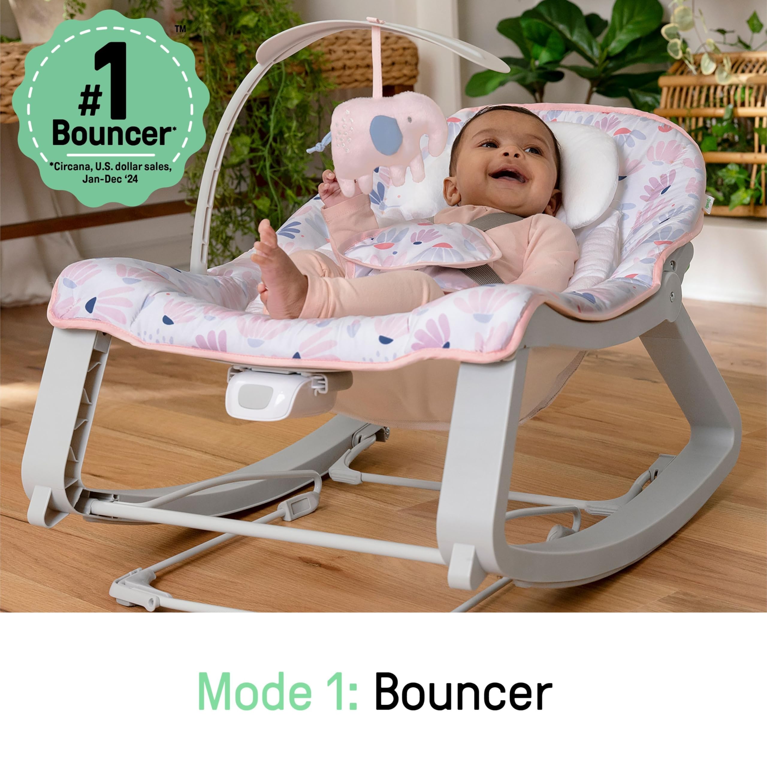 Sillita Ingenuity convertida en asiento estacionario para toddler estable