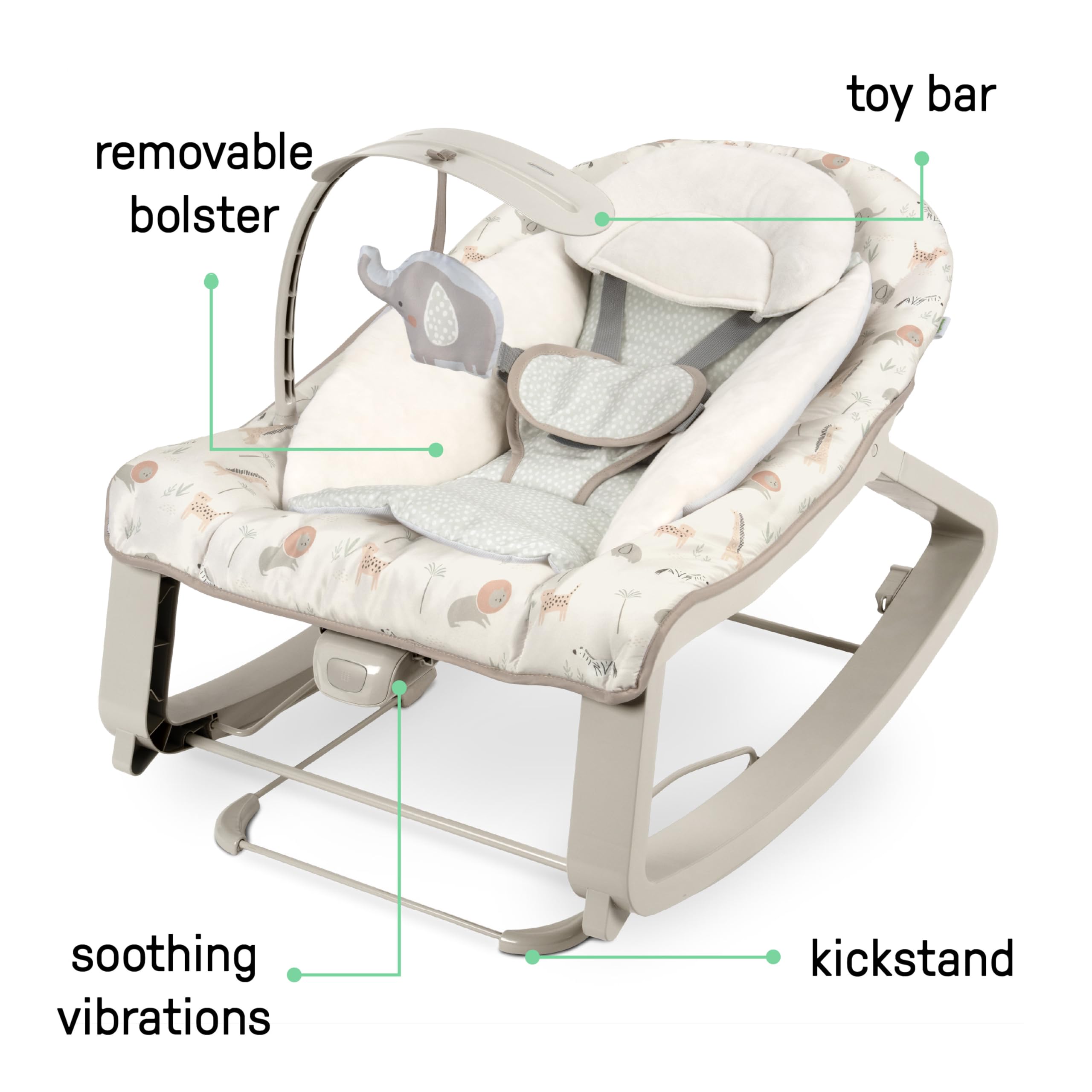 Ingenuity Keep Cozy en modo hamaca con rebote suave para tranquilidad inmediata