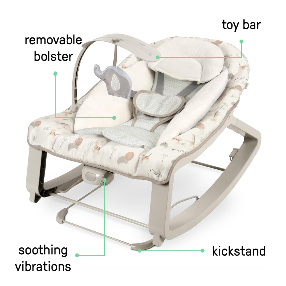Ingenuity Keep Cozy en modo hamaca con rebote suave para tranquilidad inmediata