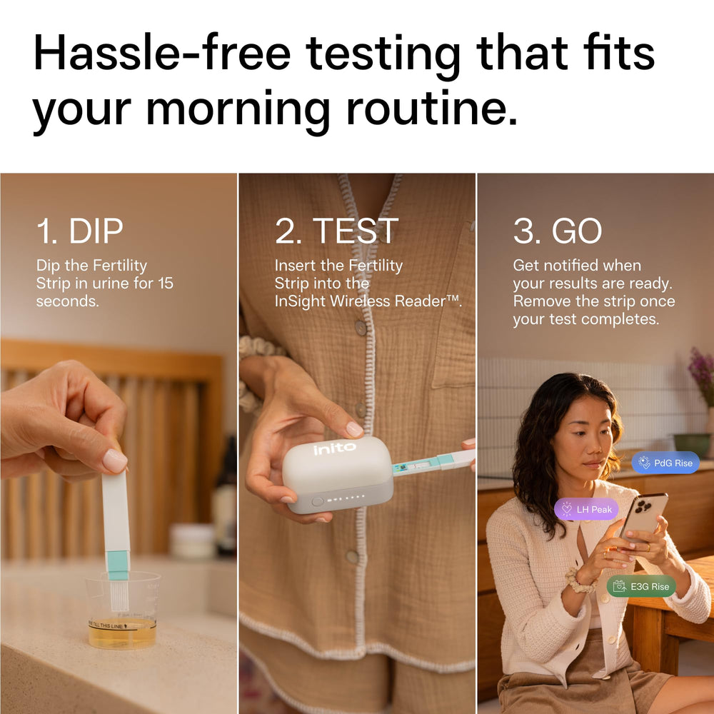 Inito app mostrando gráfico hormonal en pantalla, facilita análisis de ciclo