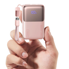 INIU frontal del power bank mostrando diseño compacto y fácil transporte