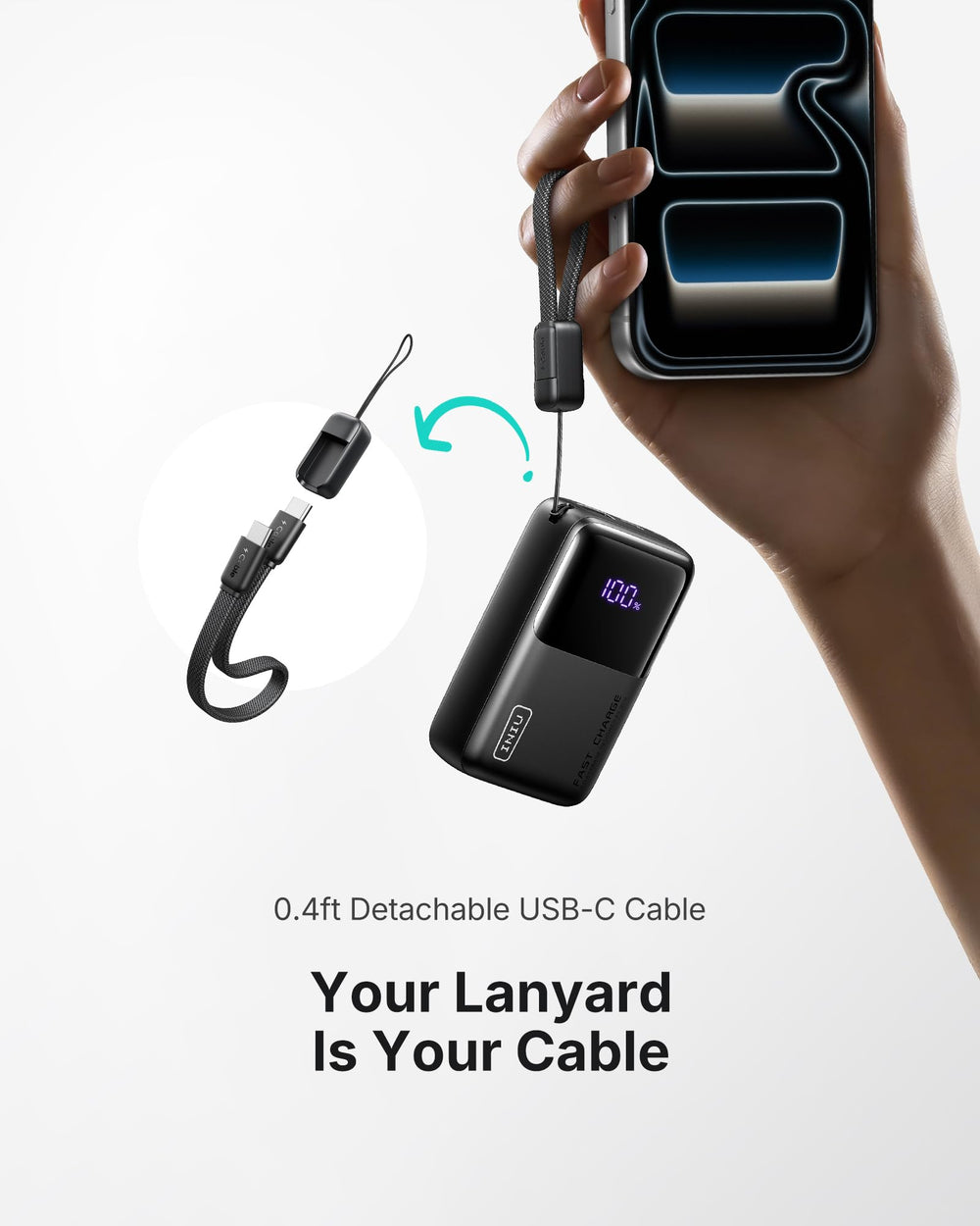 INIU cargando un smartphone rápidamente mostrando beneficio de 45W