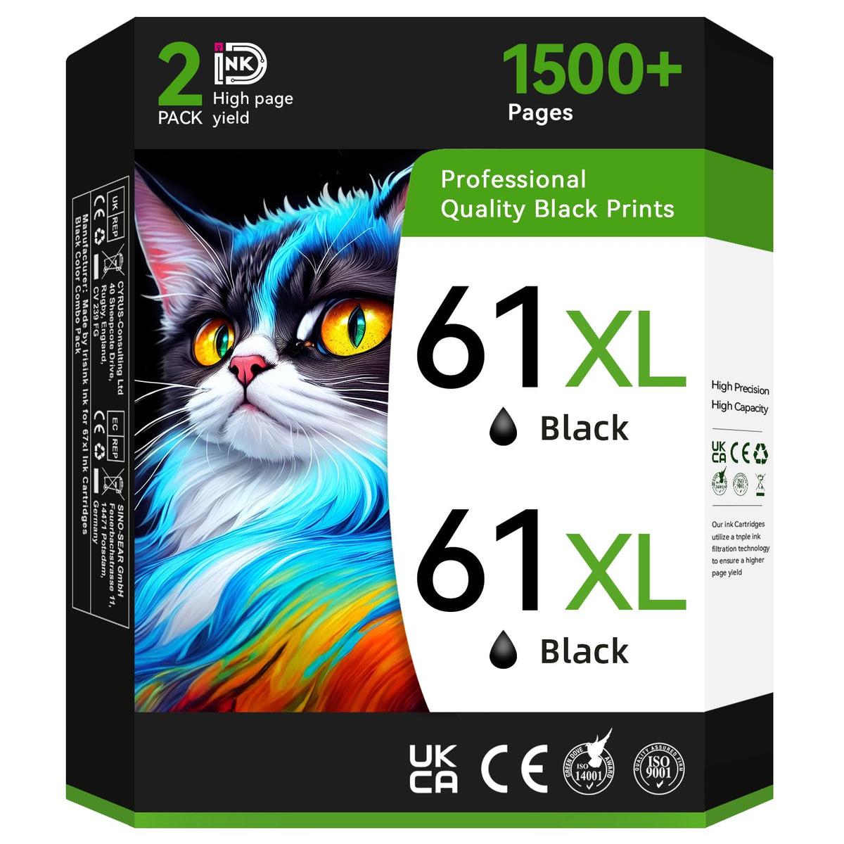 InkID pack frontal 61XL negro mostrando ahorro y compatibilidad