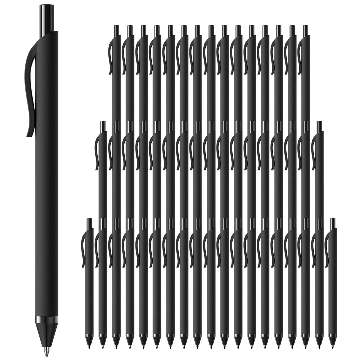 InkSlick paquete frontal de 50 bolígrafos negros mostrando presentación y cantidad