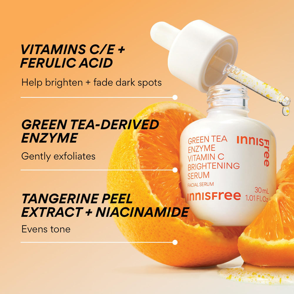 innisfree ingredientes activos como té verde y ácido hialurónico resaltados claramente