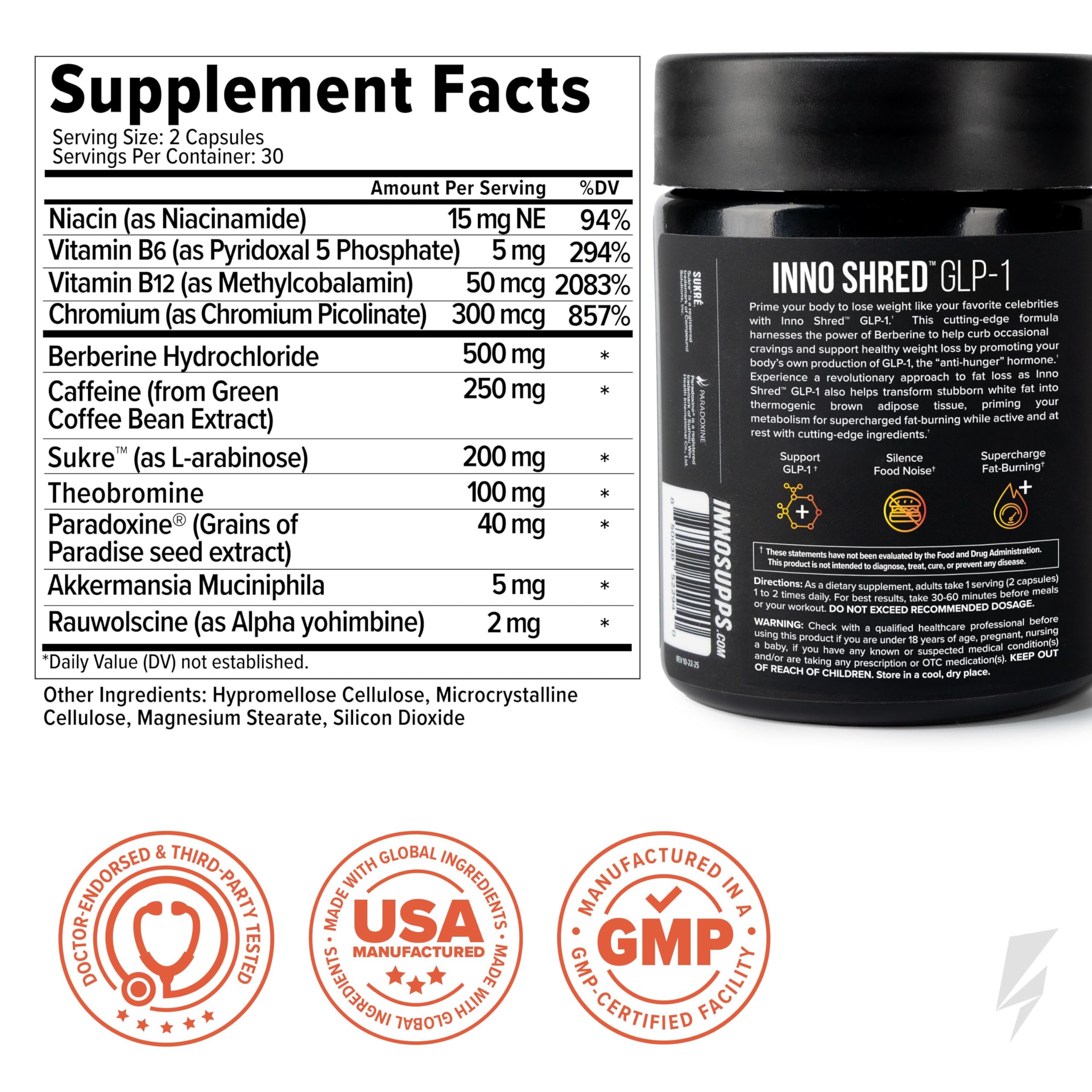 InnoSupps Inno Shred comparación de tamaño para visualización de dosis