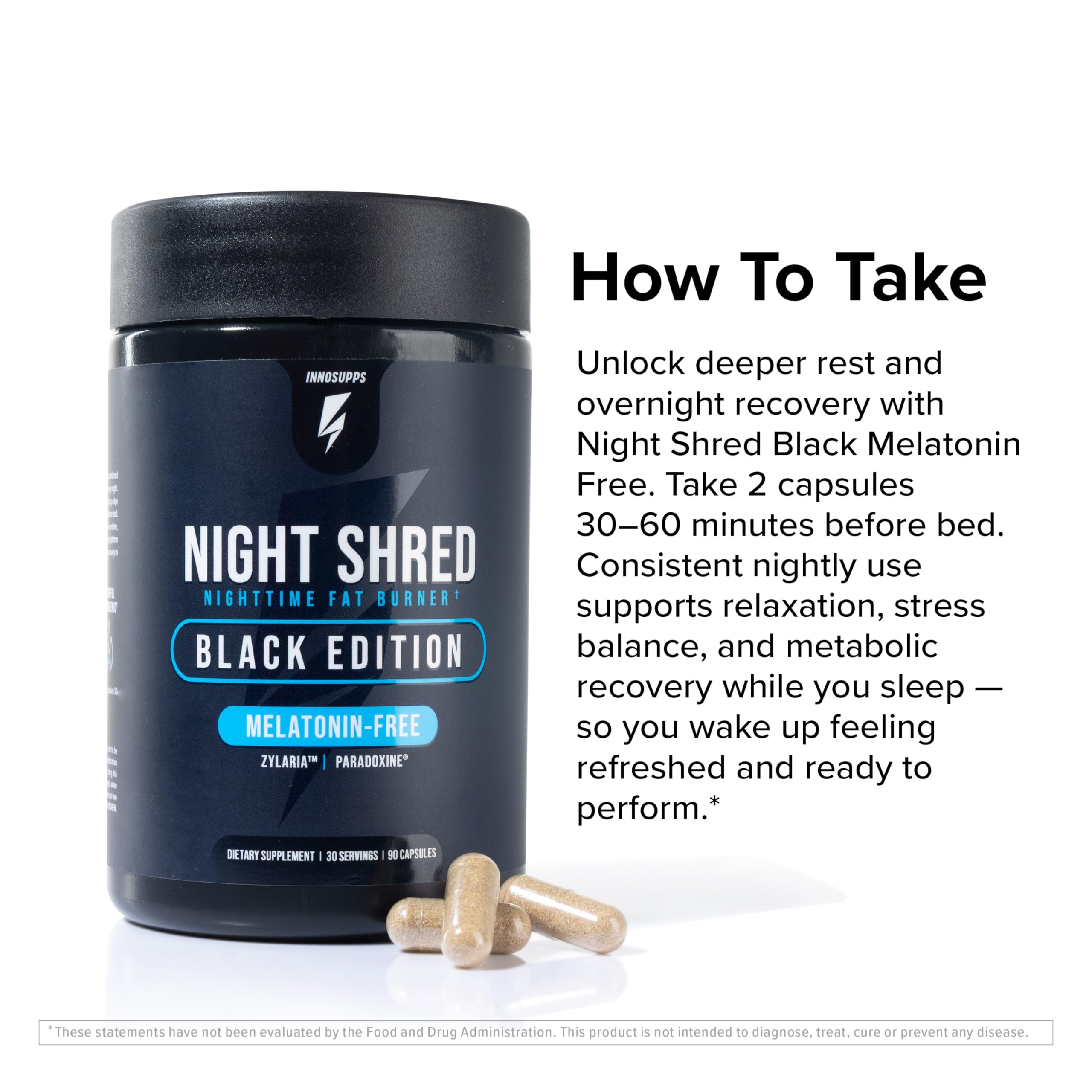 InnoSupps Night Shred etiqueta nutricional y lista de ingredientes
