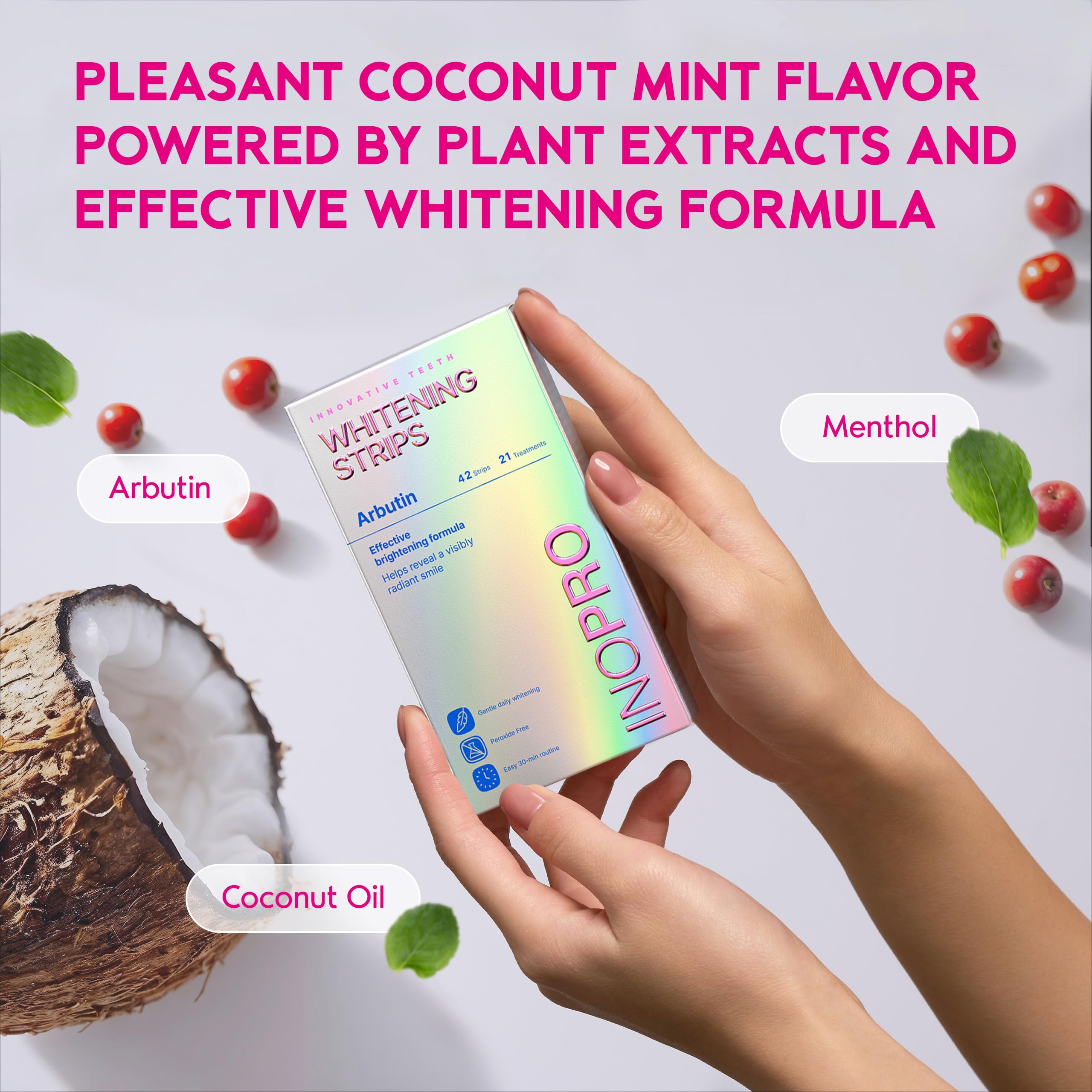 InoPro etiqueta de ingredientes destacando arbutina y aceite de coco