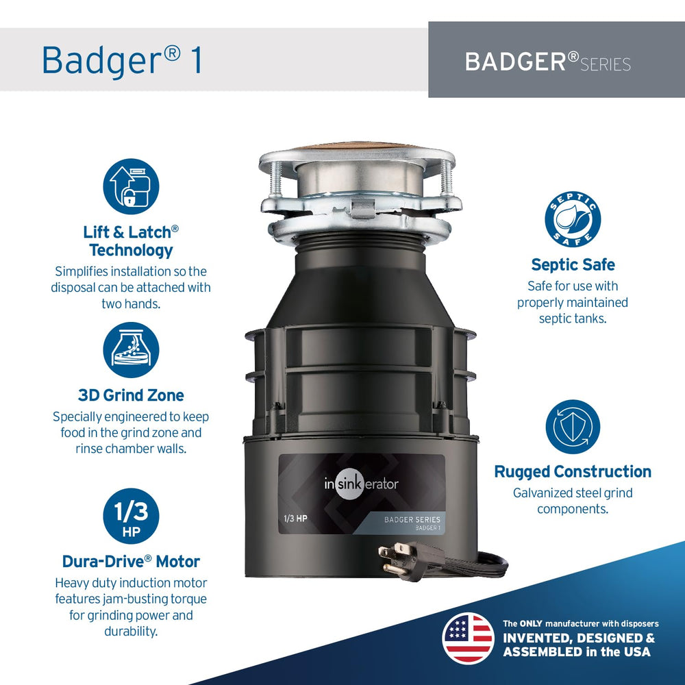 InSinkErator Badger 1 detalle del motor Dura-Drive que garantiza molienda eficiente