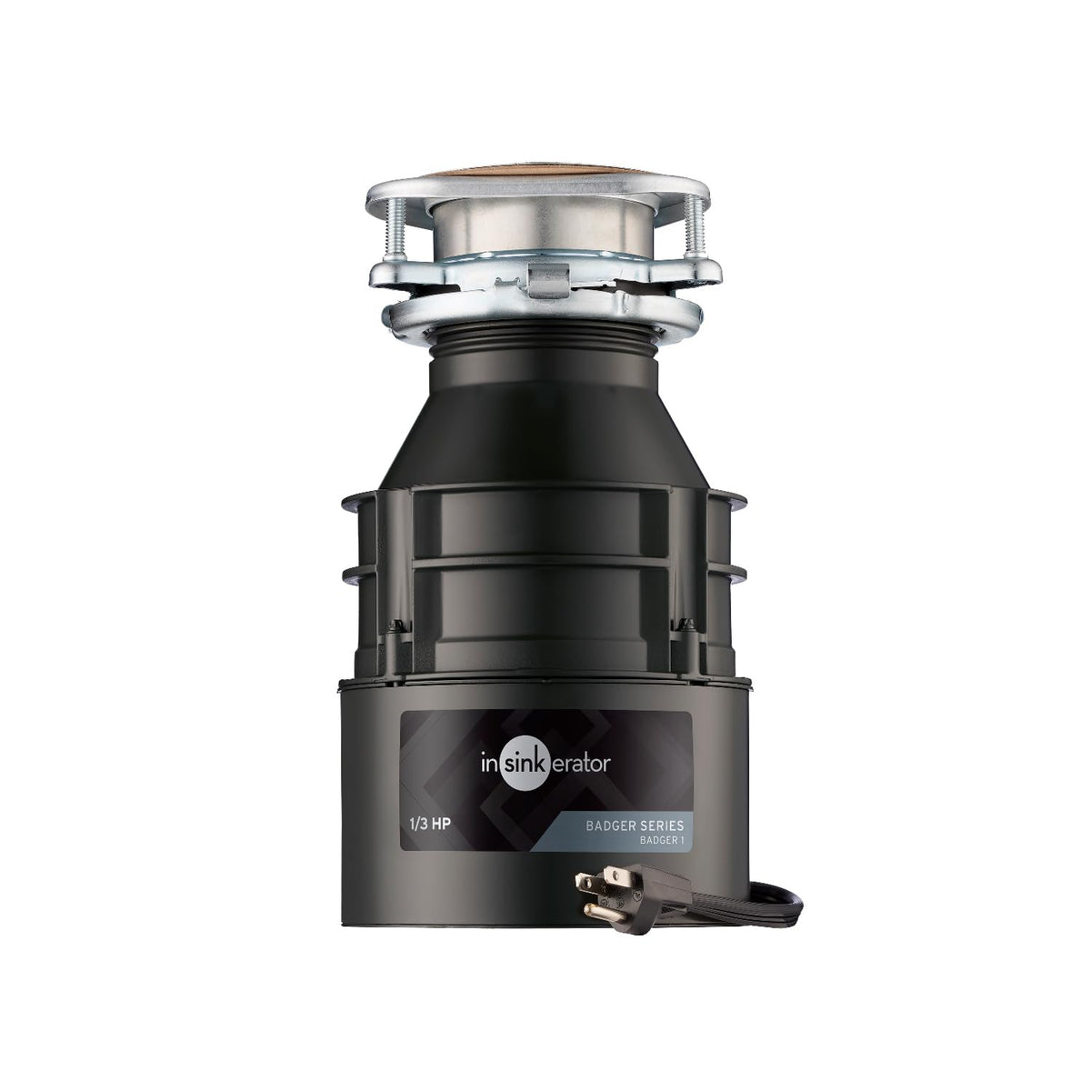 InSinkErator Badger 1 vista frontal mostrando diseño compacto y ahorro de espacio