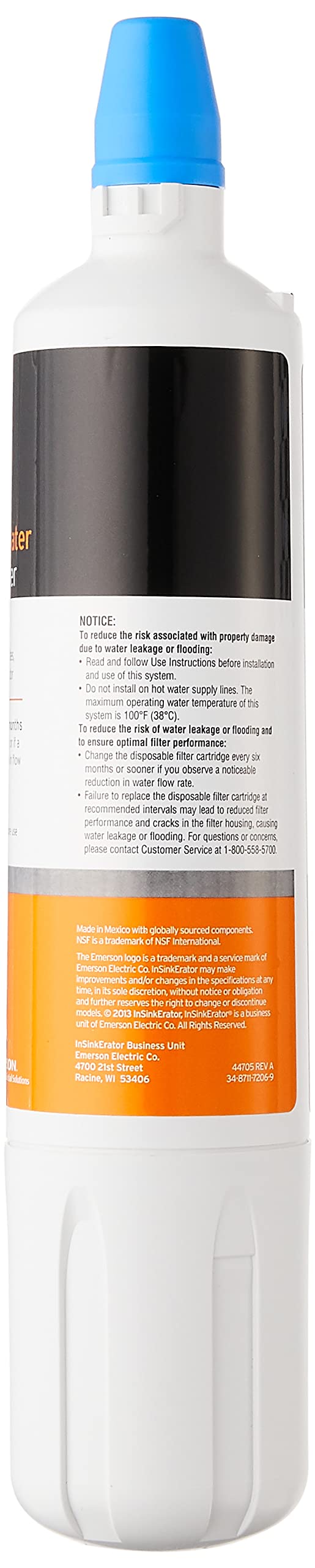 Detalle del acople twist-and-lock InSinkErator F-1000 que facilita el cambio y cierra el agua.