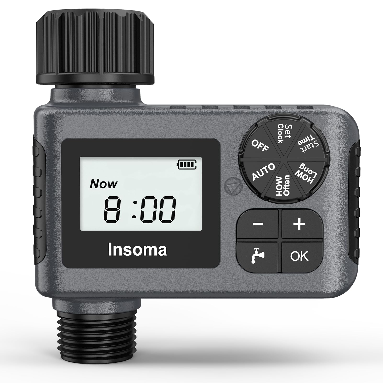 Insoma vista frontal del temporizador con control intuitivo y ahorro de agua