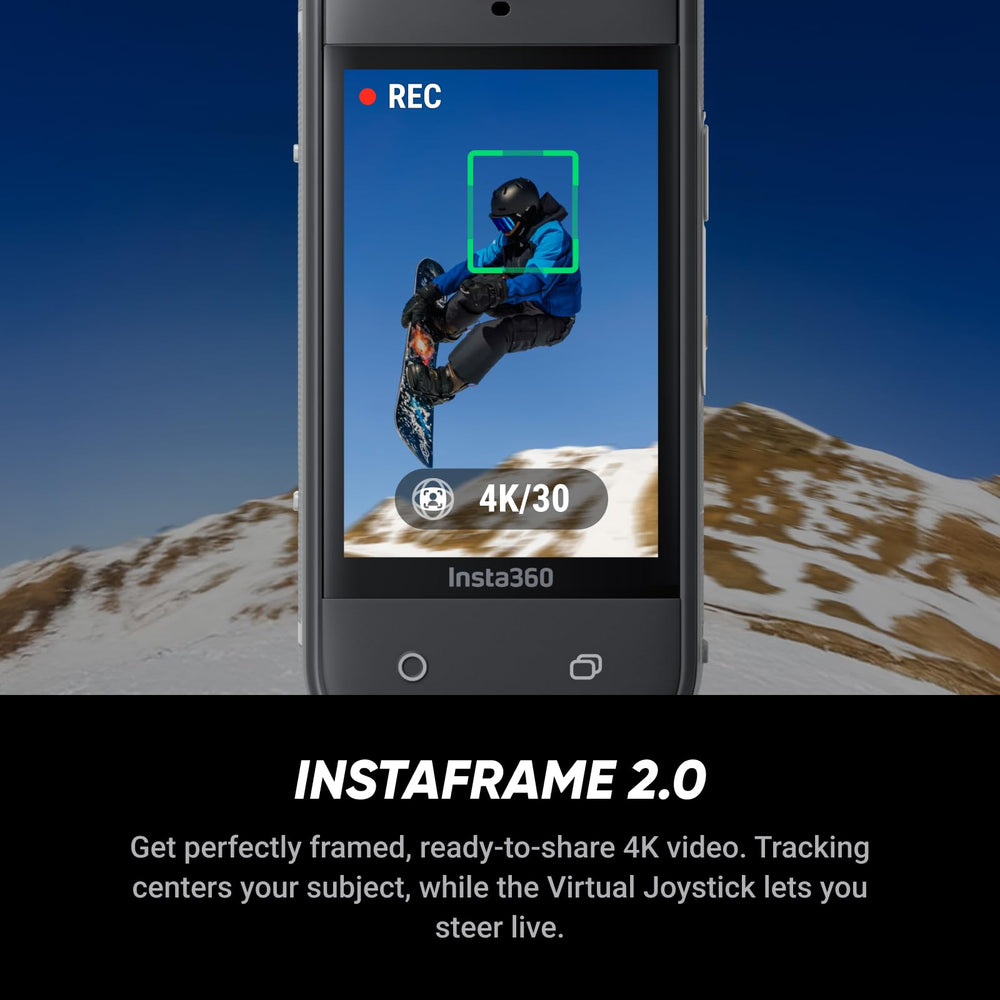 Insta360 X5 comparación de tamaño en mano para referencia de escala