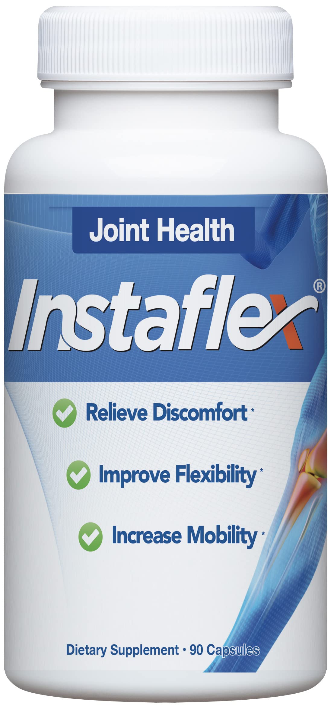 instaflex frasco frontal mostrando la etiqueta y beneficio movilidad