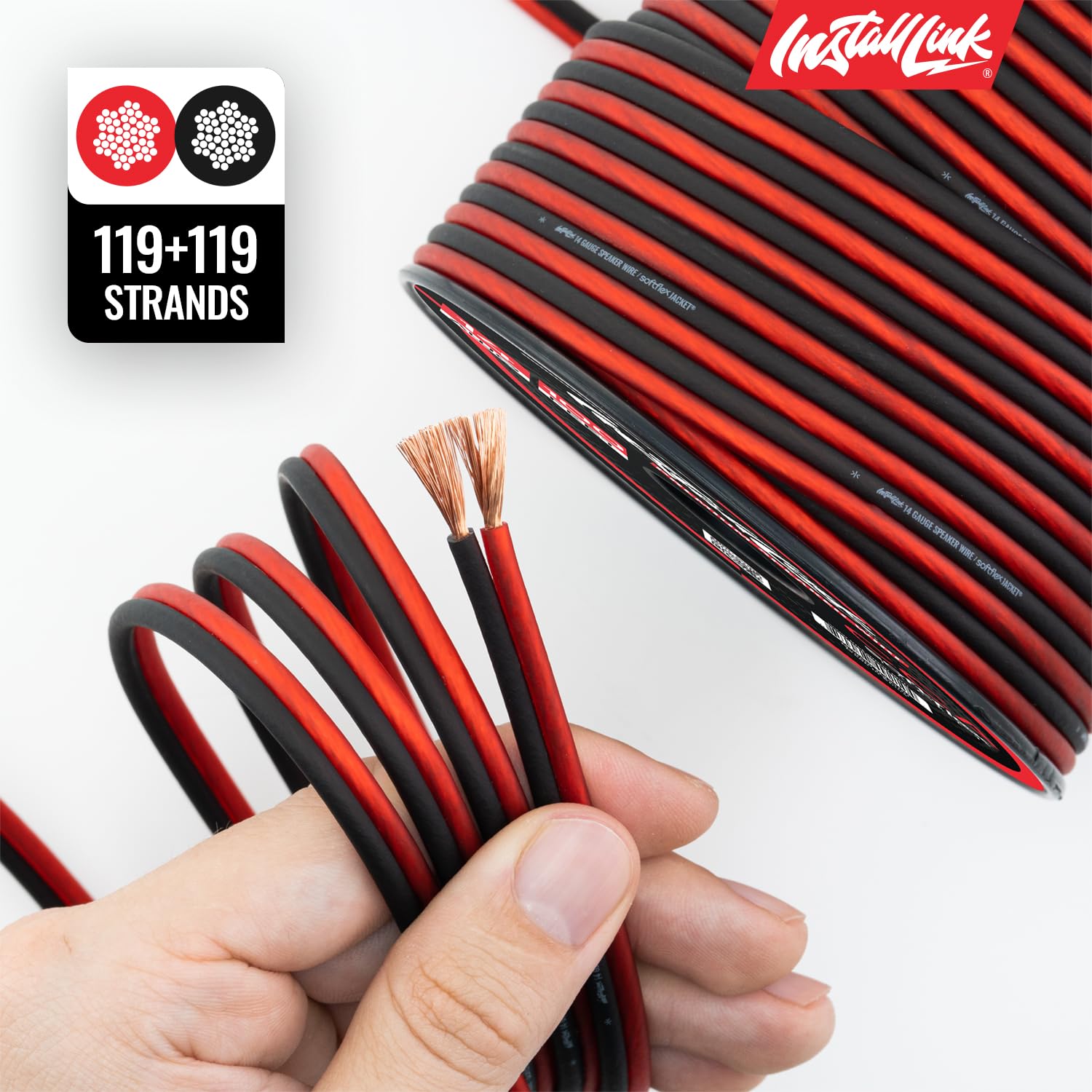 Install Link cable junto a equipo de home theater resaltando uso doméstico