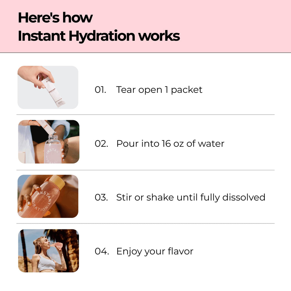 Instant Hydration sobre comparado con mano mostrando tamaño del stick