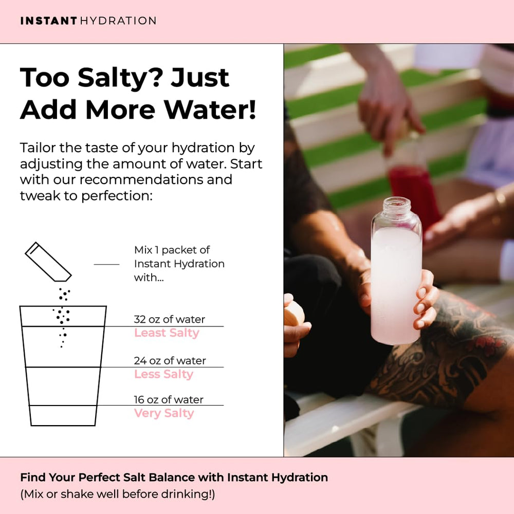 Instant Hydration etiqueta de ingredientes detallando electrolitos y minerales