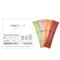 Instant Hydration frente del empaque mostrando pack variedad y beneficios