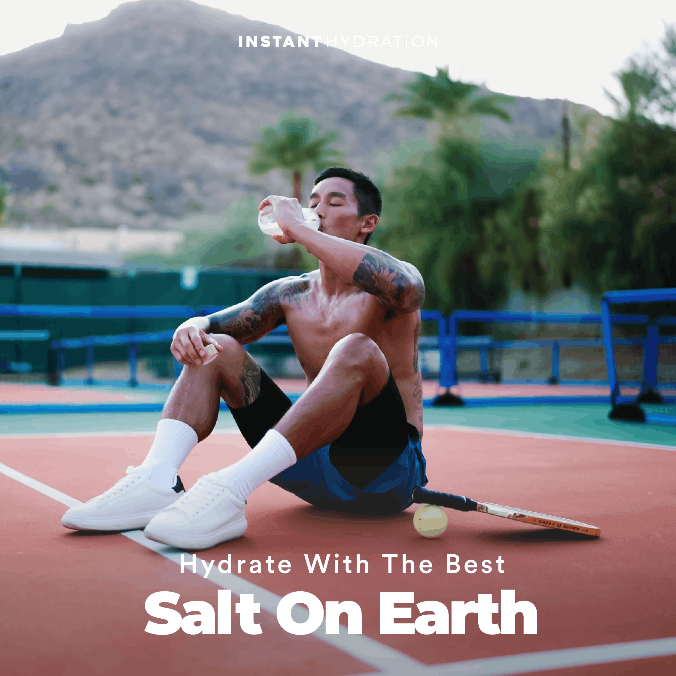 Instant Hydration etiqueta de ingredientes destacando 1220 mg electrolitos