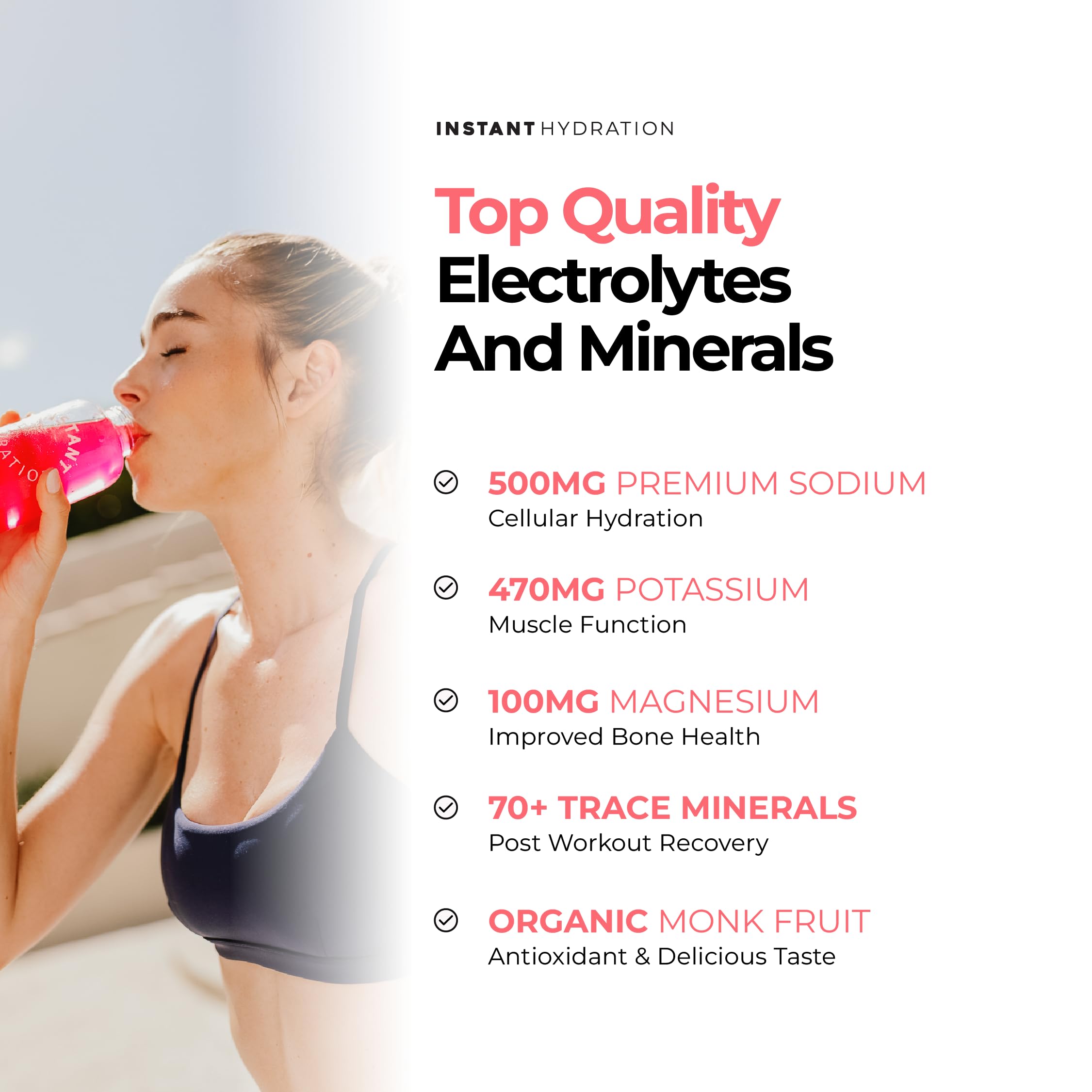 Instant Hydration bebida preparada en vaso que muestra hidratación inmediata