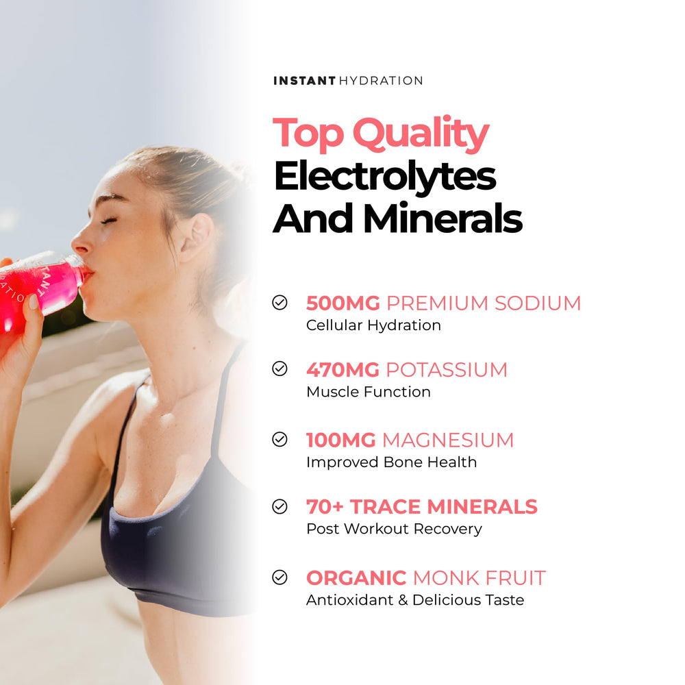 Instant Hydration bebida preparada en vaso que muestra hidratación inmediata