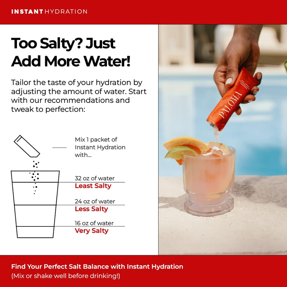 Instant Hydration comparación de tamaño con mano para referencia de escala