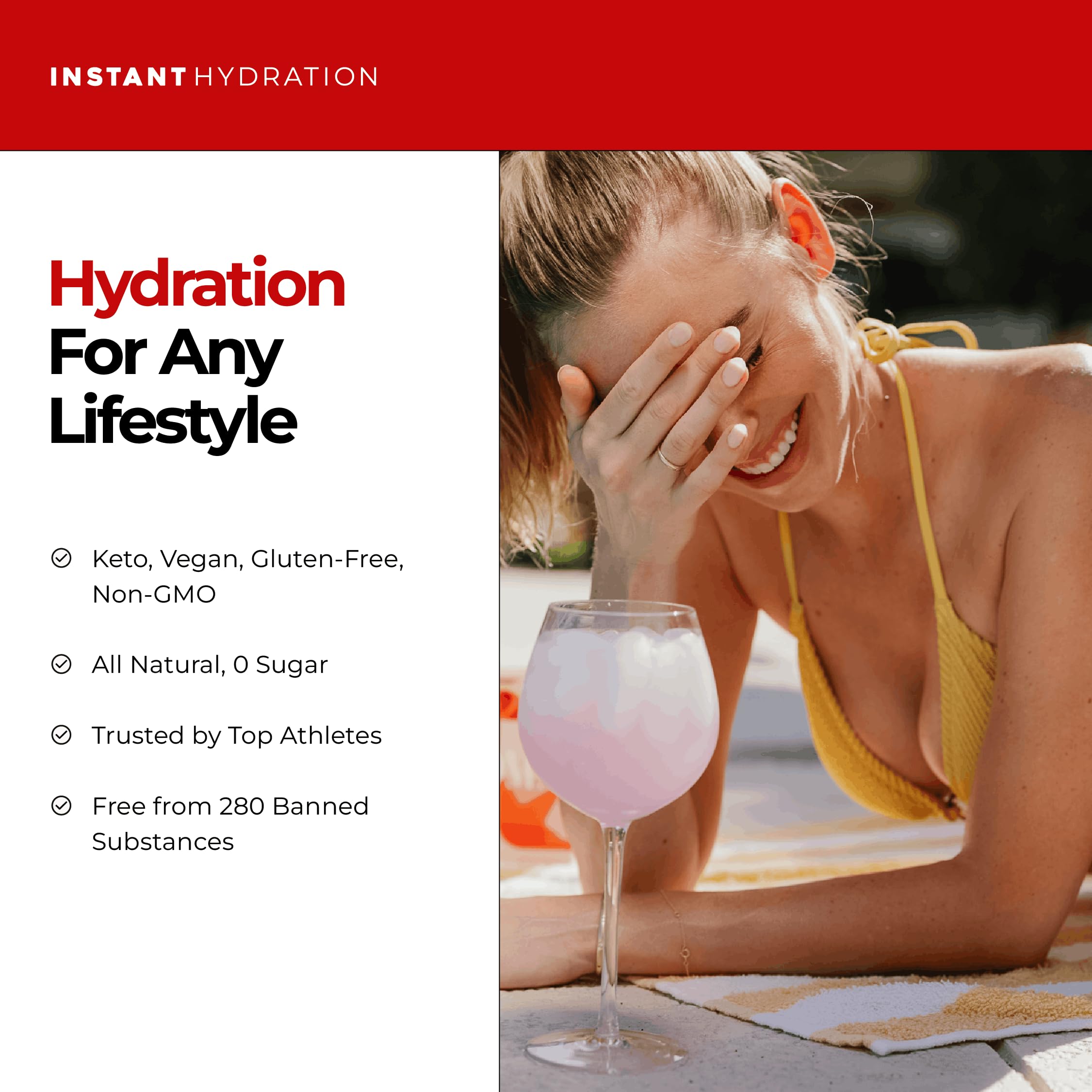 Instant Hydration etiqueta nutricional mostrando electrolitos por porción