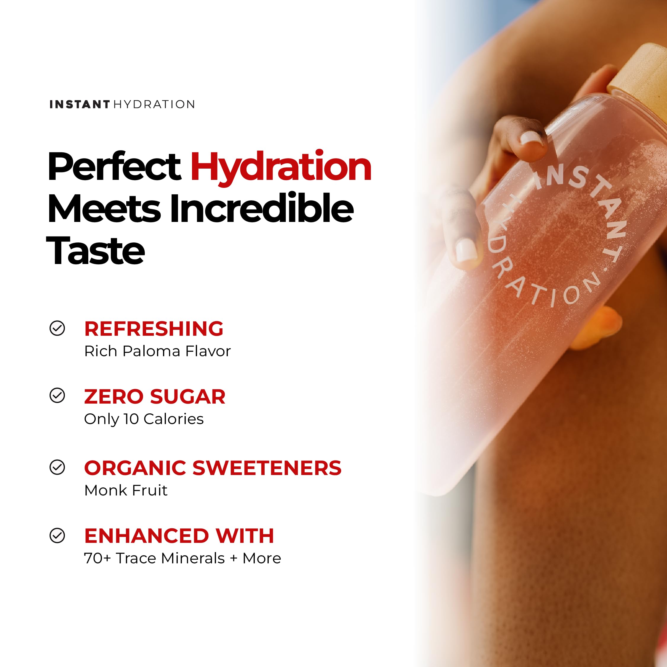 Instant Hydration polvo textura fina que facilita disolución rápida