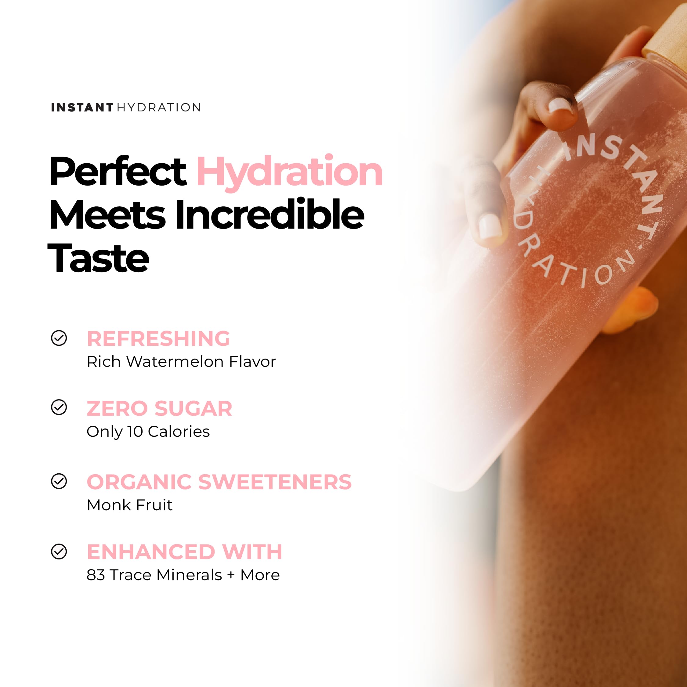 Instant Hydration textura del polvo en primer plano resaltando pureza