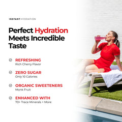 Instant Hydration polvo textura en primer plano mostrando mezcla fina y disolución rápida