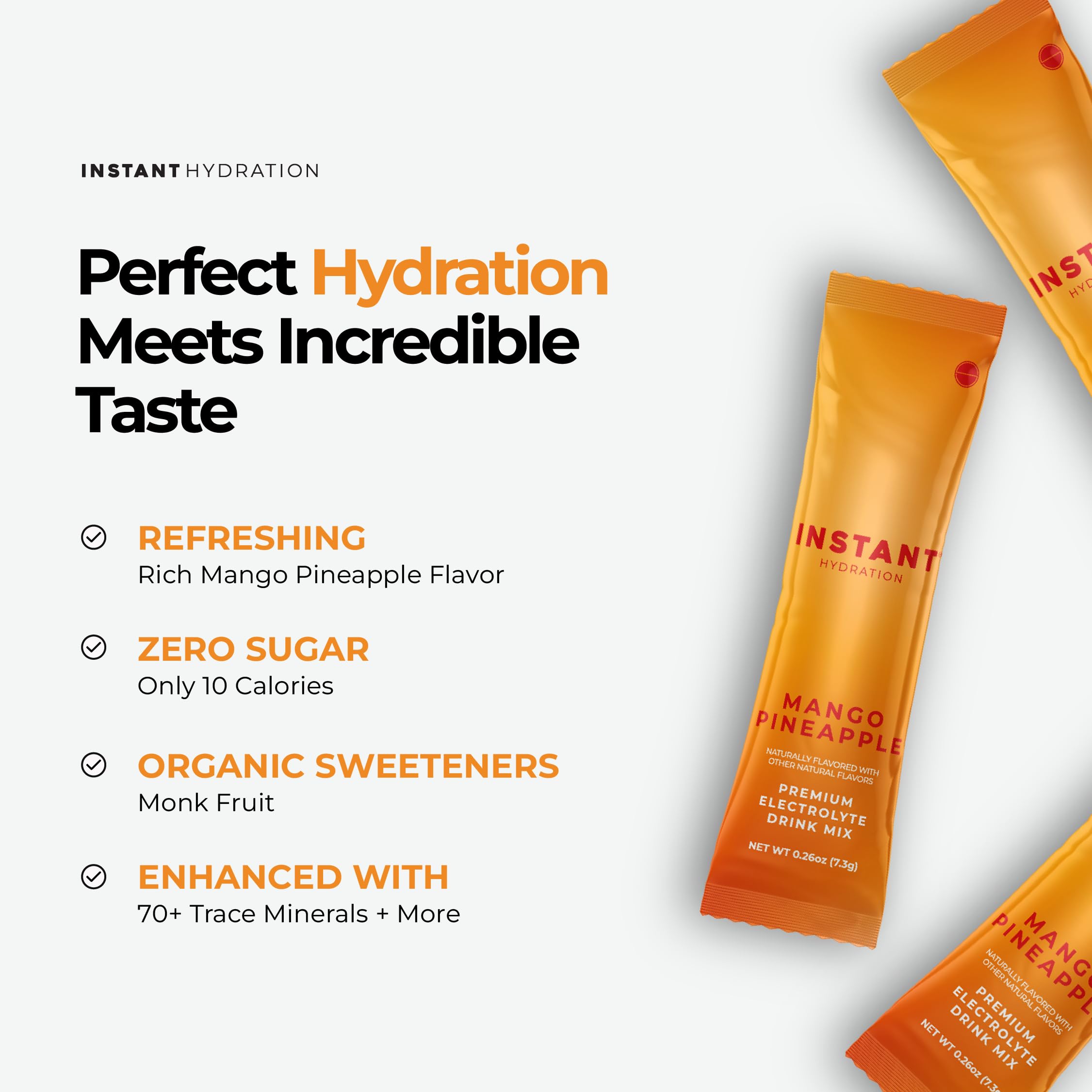 Instant Hydration polvo amarillo naranja textura fina, mezcla rápida