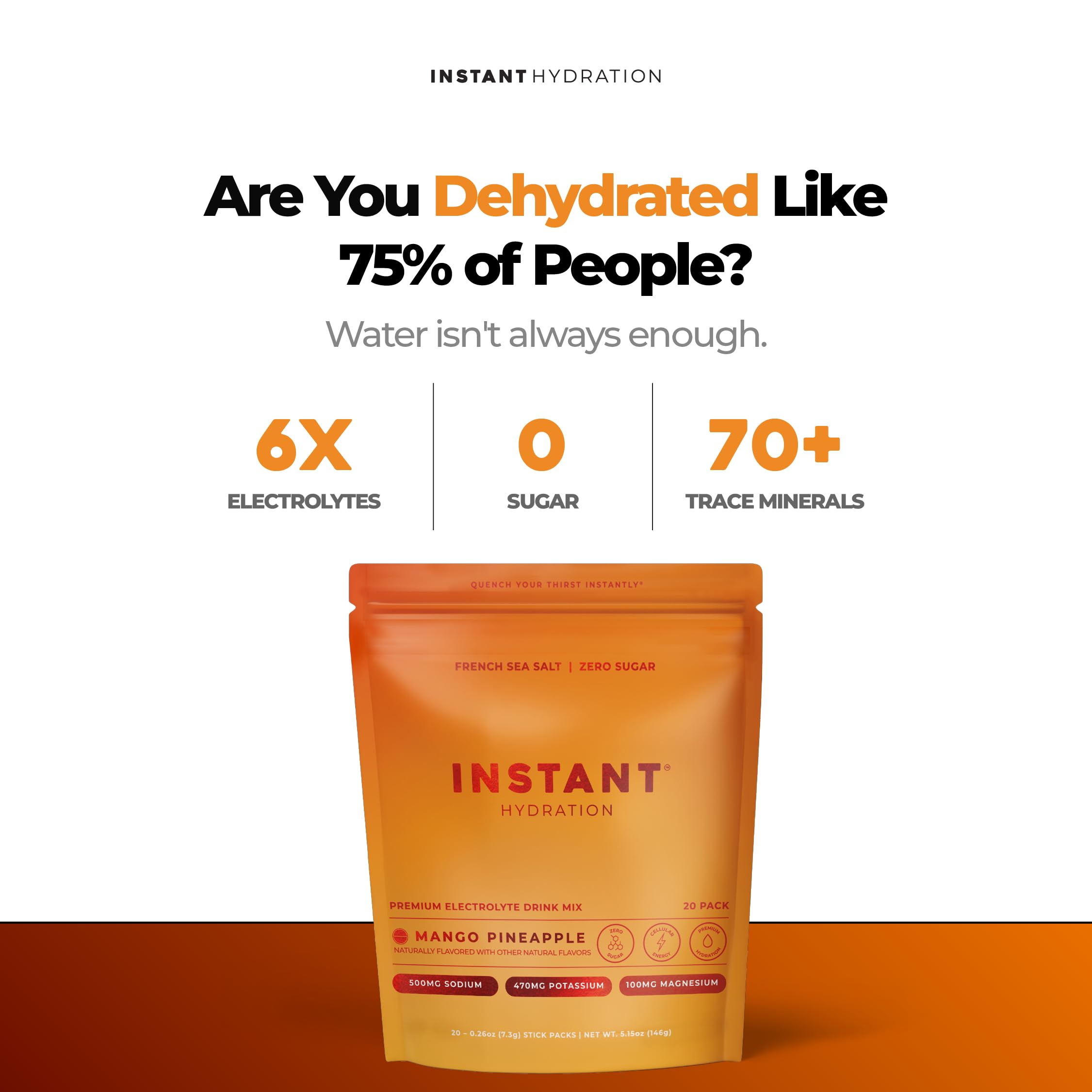 Instant Hydration stick individual abierto listo para disolver y llevar